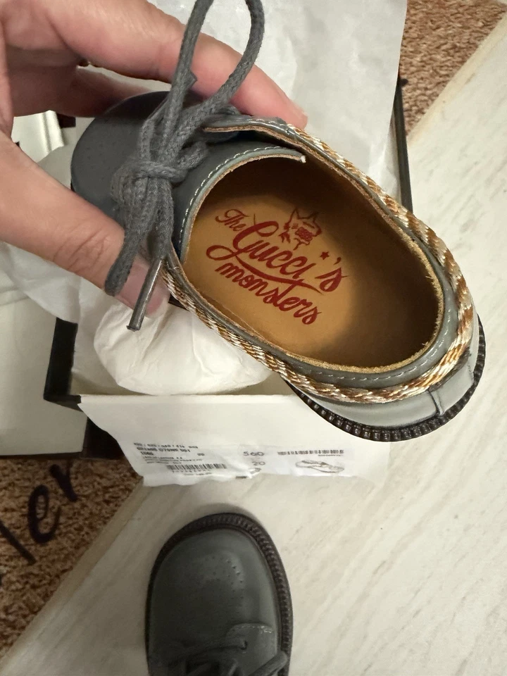 NUEVO GICCI Bebé Primeros Zapatos Gris Cuero Botín Con Cordones Vitello EURO 20 US 5 Foto 2 de 4