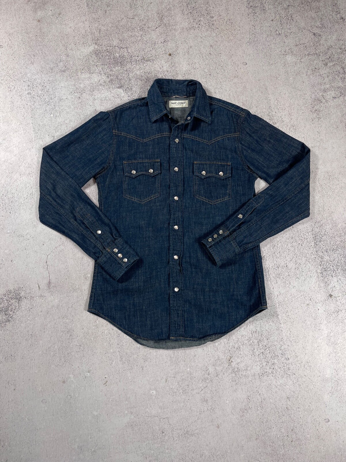 Saint Laurent Paris Camicie Uomo Snap Western Denim Stile Giappone Taglia XS