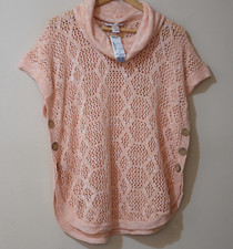 NWT Christopher Banks Open Knit Sweater Cowl Neck Peach Women's L/XL H45-31