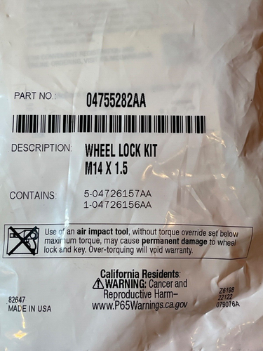 NEW OEM Mopar 04755282AA Wheel Lock Nut Kit M14 X 1.5 - Picture 2 of 3