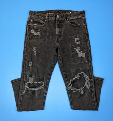 American Eagle Jeans Mens Athletic Skinny Stretch Black Denim