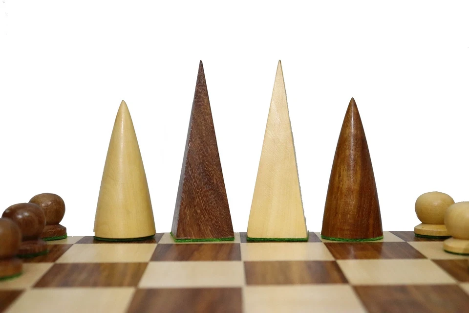 Piezas de ajedrez de madera Man Ray reproducidas solo en palo de rosa dorado/boj natural Foto 2 de 4