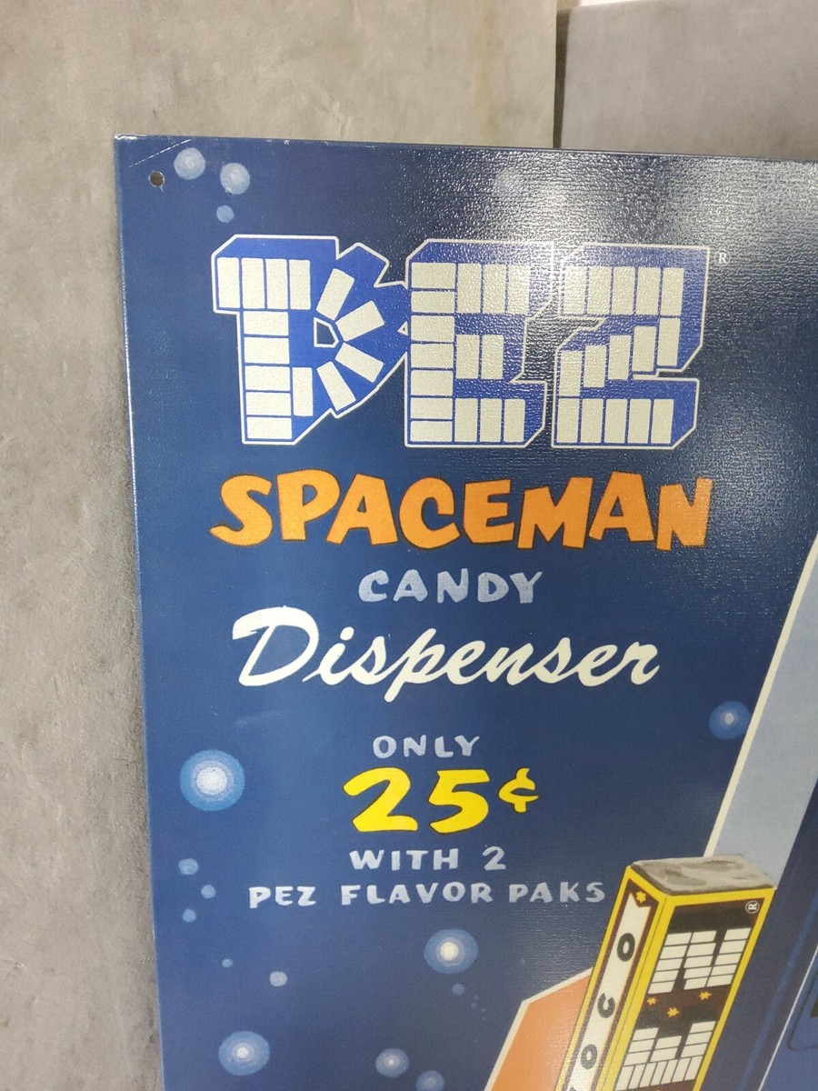 Pez Candy Dispenser Advertising Spaceman Dispenser Tin Sign 16