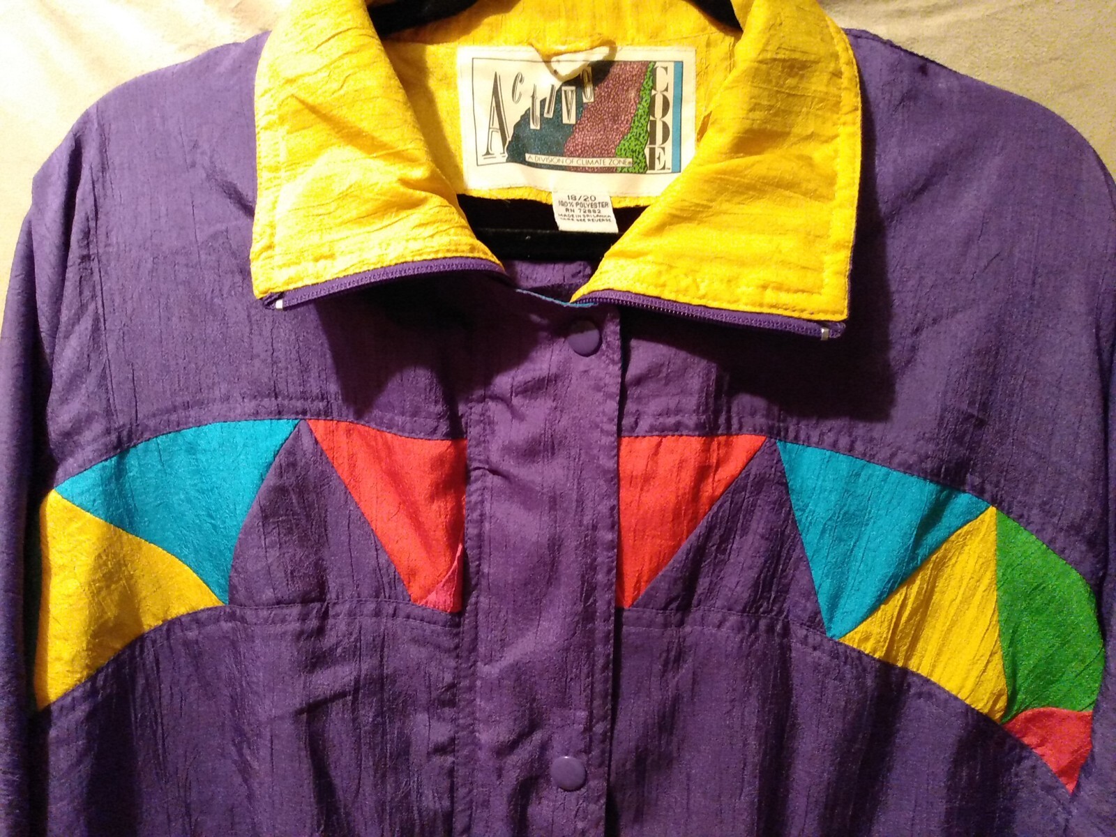 Vintage Active Code Windbreaker Jacket multi-colo… - image 7
