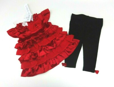 Kleid Leggings 56/62 festlich Baby Tutu Tunika rot elegant 2 teilig USA 3 Mon.