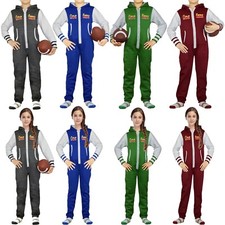 Kids Boys Girls Baseball Hooded Fleece Contrast Onesie0 All In One Jumpsuits