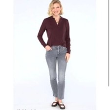 CABI Button Fly Straight Leg Jeans Gray Sz 6 4520 EUC