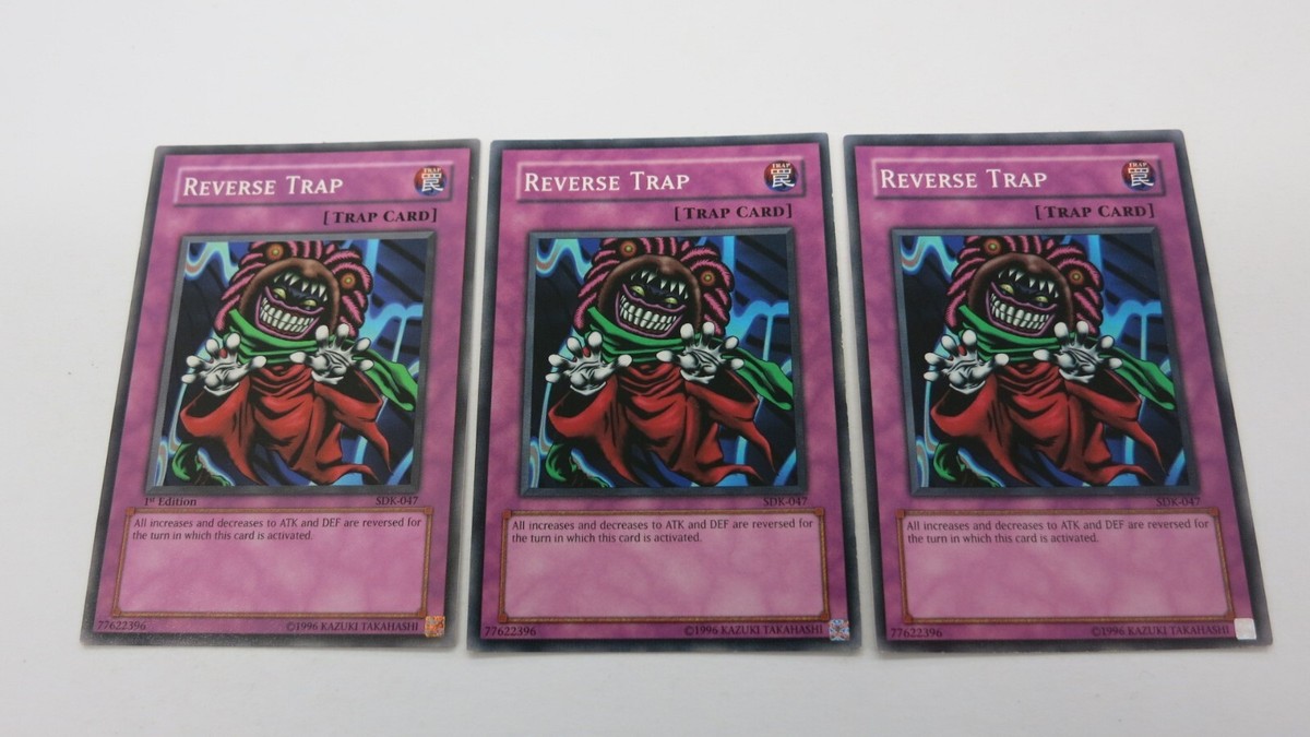 3x ( 1x 1st ED / 2x UNL ) REVERSE TRAP CARD SDK-047 COMMON YUGIOH