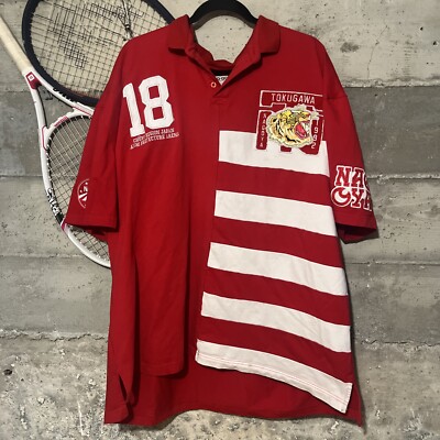Iro Ochi Japan Tokugawa Nagoya 1992 Red Stripe Polo Style Mens 3XL Embroidered