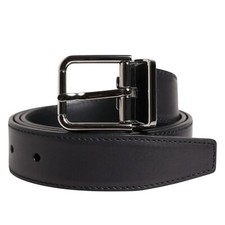 DOLCE & GABBANA Belt Black Classic Calf Leather Silver Buckle 100cm /40in 430usd