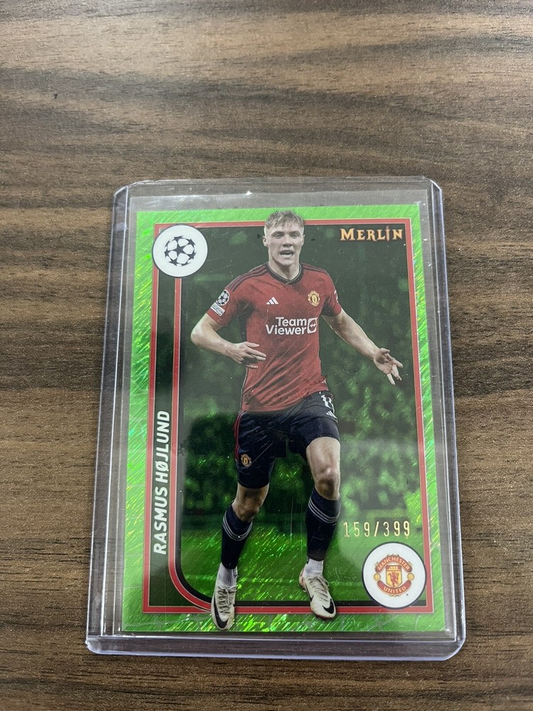 Rasmus Hojlund 2023-24 Topps Merlin Neon Green Shimmer /399