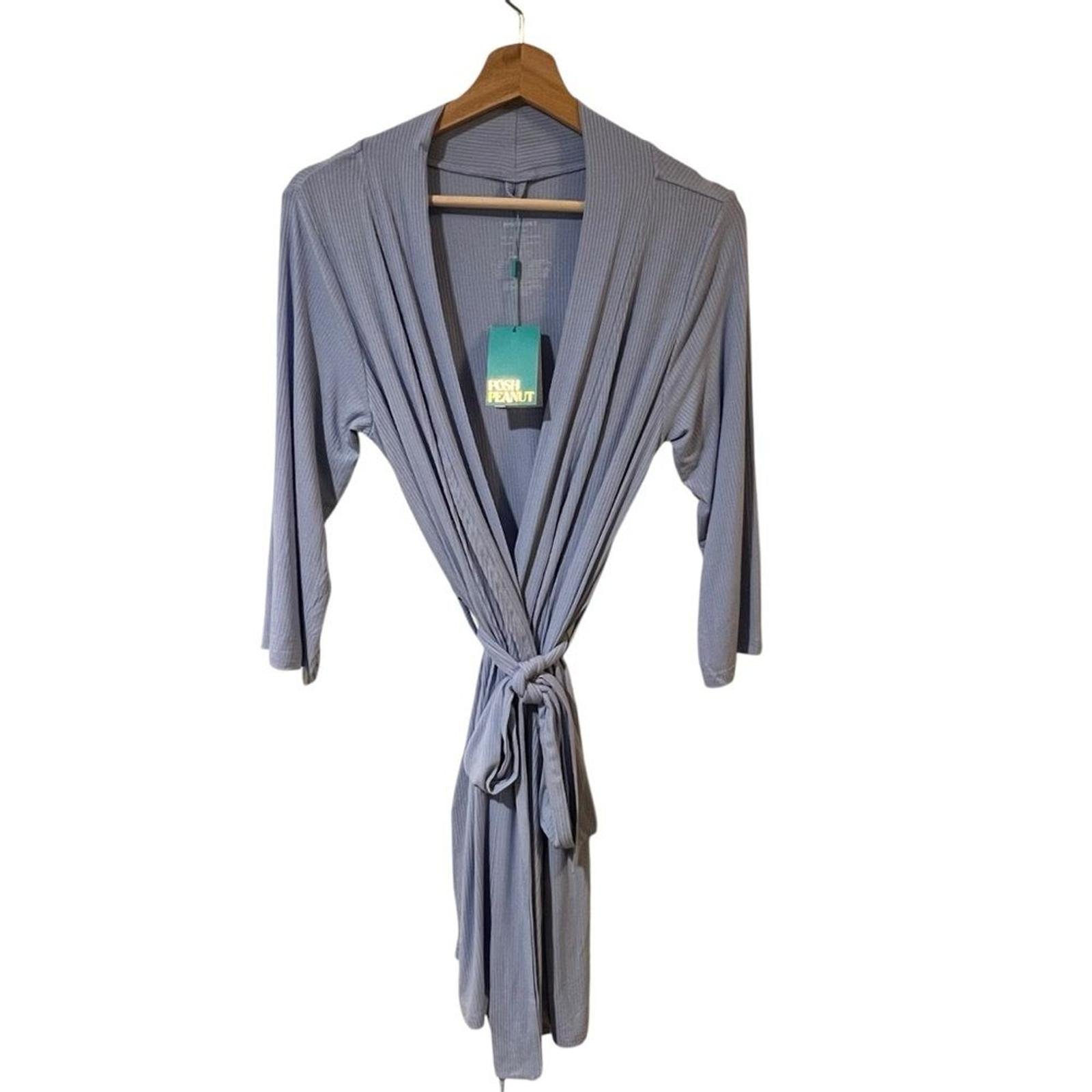 Posh Peanut Solid Ribbed Robe Powder Blue Bamboo br Maternity Lightweight MEDIUM