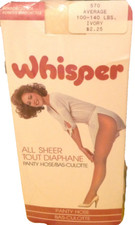 Vintage Pantyhose Whisper All Sheer Color Ivory Size Average 100-140 BWHIS056