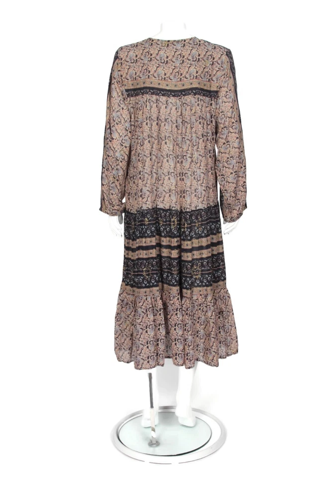 De Colección Caftán Años 70 Estilo Indio Algodón Estampado Floral Manga Larga Midi Kaiser talla L/388 Foto 4 de 4