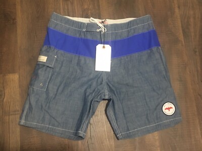NWT APOLIS Global Citizen Shorts Men's 38 Cotton/poly Indigo Made in USA Beach