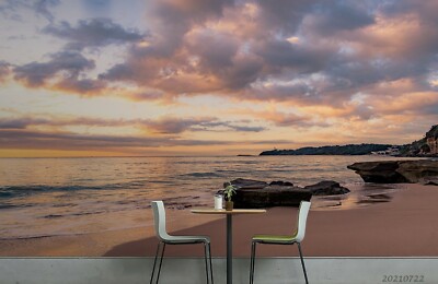 3D Sunset Sky Beach Wallpaper Wall Murals Removable Wallpaper 206