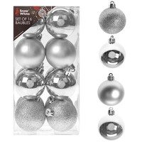 Snow White Bruchsicher Christbaumschmuck - 16 Packung 50Mm Kugeln Silber