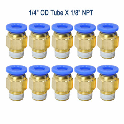 1/4'' OD Tube X 1/8'' NPT Pneumatic Fitting Push To Connect Air Fittings 10PCS
