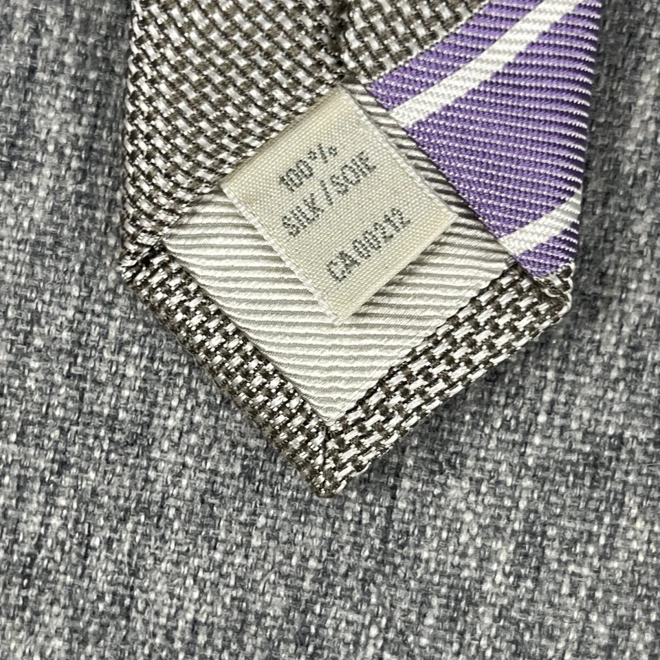 Corbata Samuelsohn 100 % seda para hombre púrpura a rayas hecha a mano hecha en Italia Foto 4 de 4