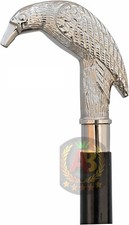 36" Brass Designer Handle Wooden Walking Stick Cane Three Fold For Grandpa/Dad
