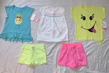 Girls CARTERS CHILDRENS PLAC ETC 3 T-shirts 2 Shorts Summer Outfit Lot size 6/6X