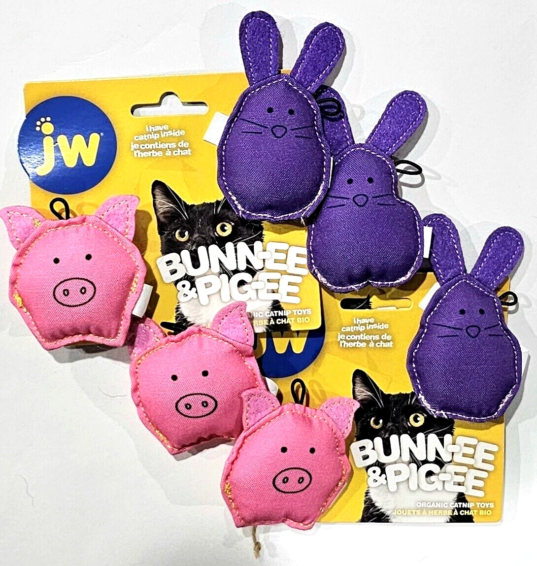 3 Packs JW Bunn-ee And Pig-ee Organic Catnip Cat Toys