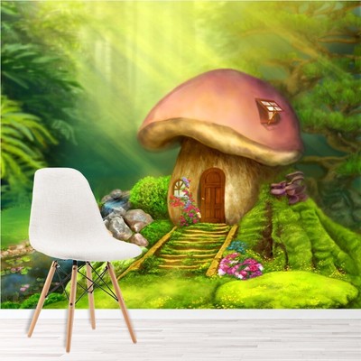 Mushroom House Fairy Forest Wall Mural Wallpaper WS-42591 | eBay