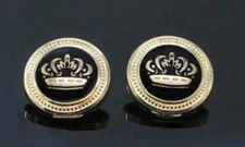 Two New Blazer Buttons Gold Black Crown Shank Metal