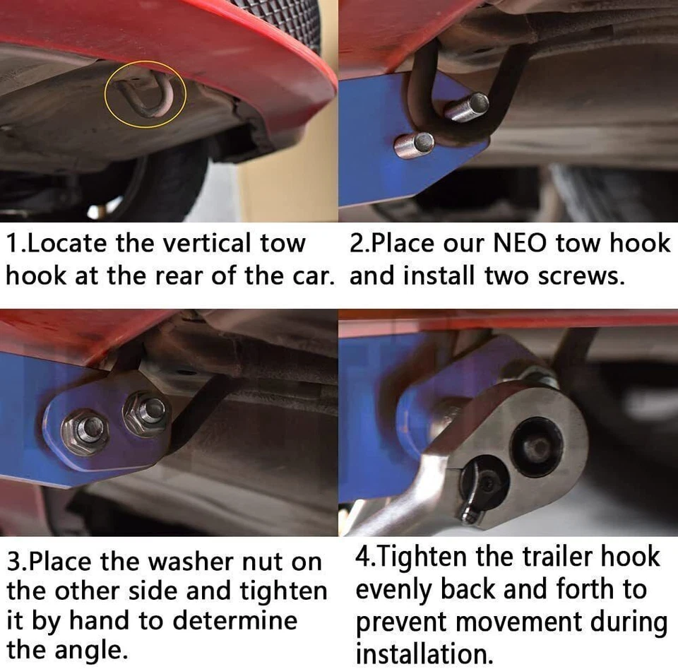 Red Universal Aluminum Racing Car Rear Tow Hook Trailer Hitches Ring For Honda - Imagem 2 de 4