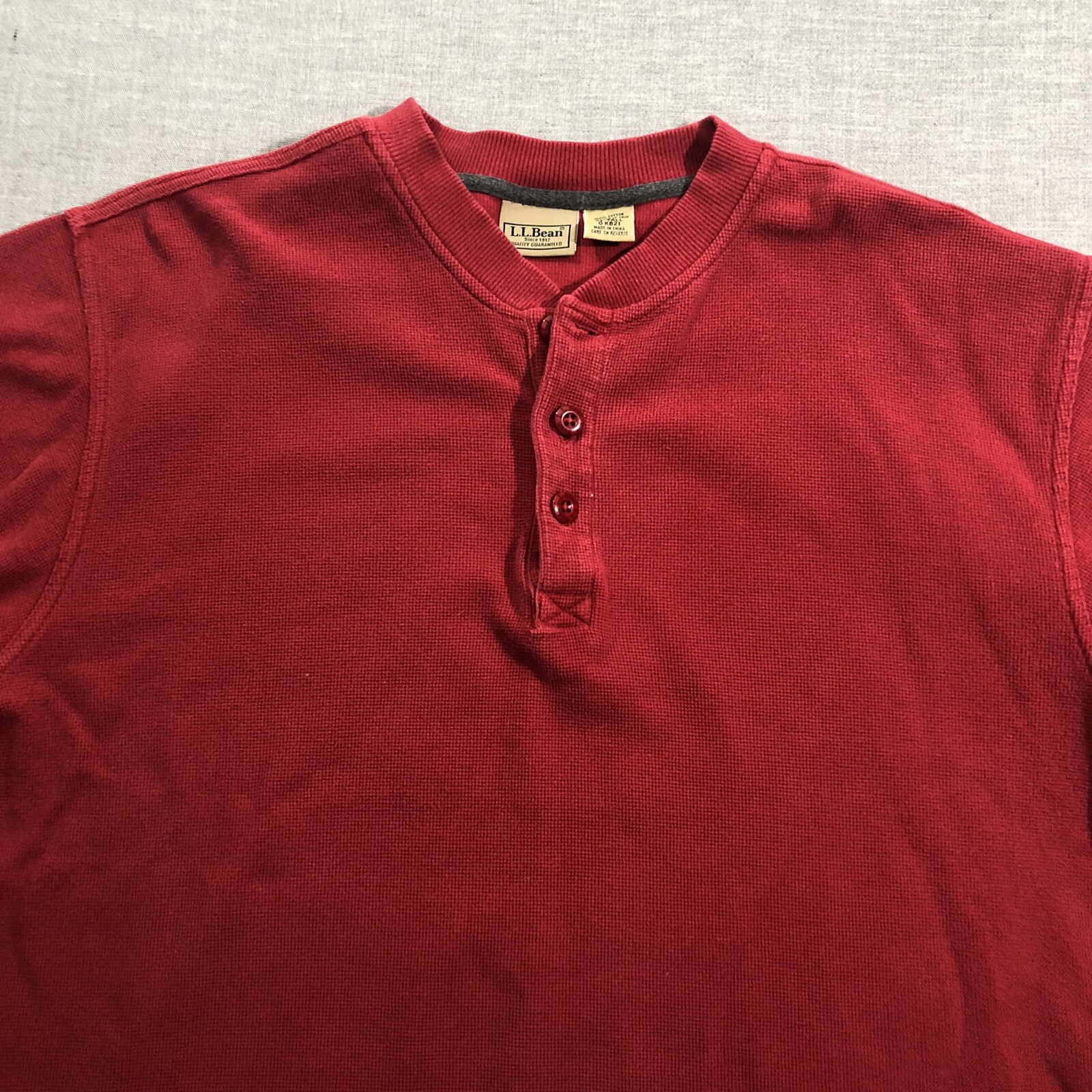 LL Bean Thermal Henley Shirt Mens XLT Tall Red Long Sleeve Cotton eBay