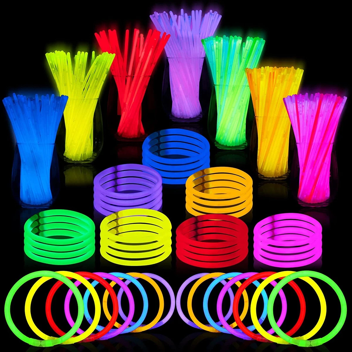 Syncfun 144Pcs 8 Glow Sticks Bulk Glow in the Dark Bracelets Necklaces  Party