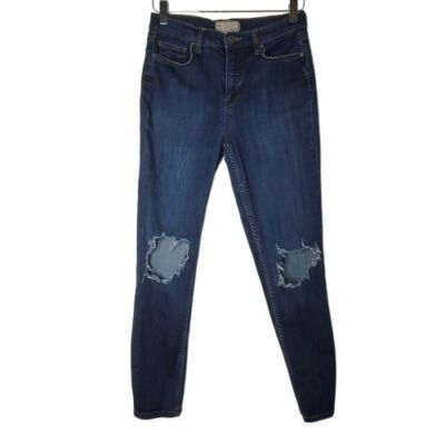 Free People Destroyed Skinny Jeans Size 29 Dark Wash Stretch Boho