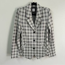 CAbi Style 5292 Valentina Plaid Check Ponte Knit Blazer Woman Size 10