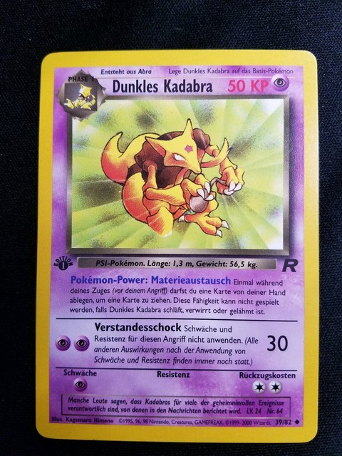 German Dunkles Kadabra 39/82 1st Edition Dark Kadabra Pokemon Card Lot