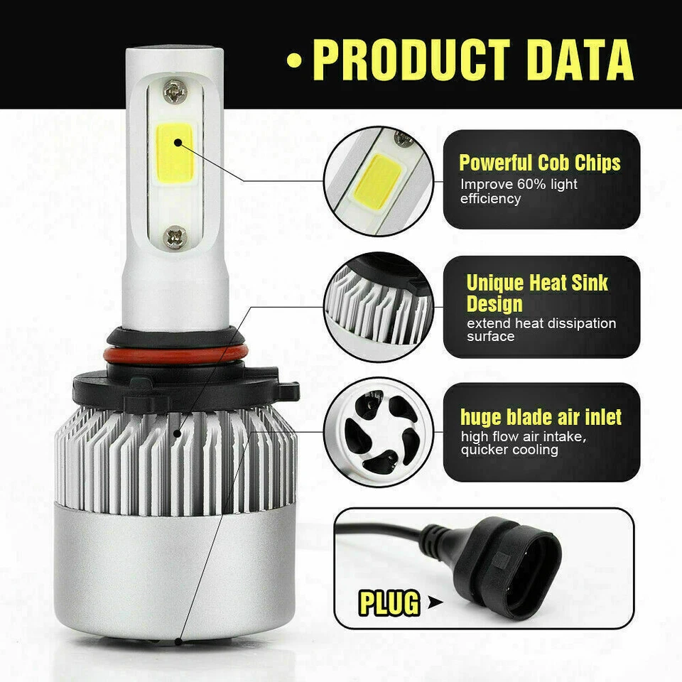 For Freightliner Century Class 2005-11 4Pc LED Headlight High Low Beam Bulbs Kit - Image 2 of 4