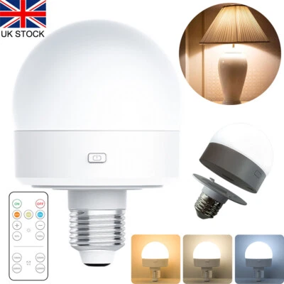 E27 Rechargeable Light Bulb, Battery Powered Light Bulbs 3 Colour Temperatures