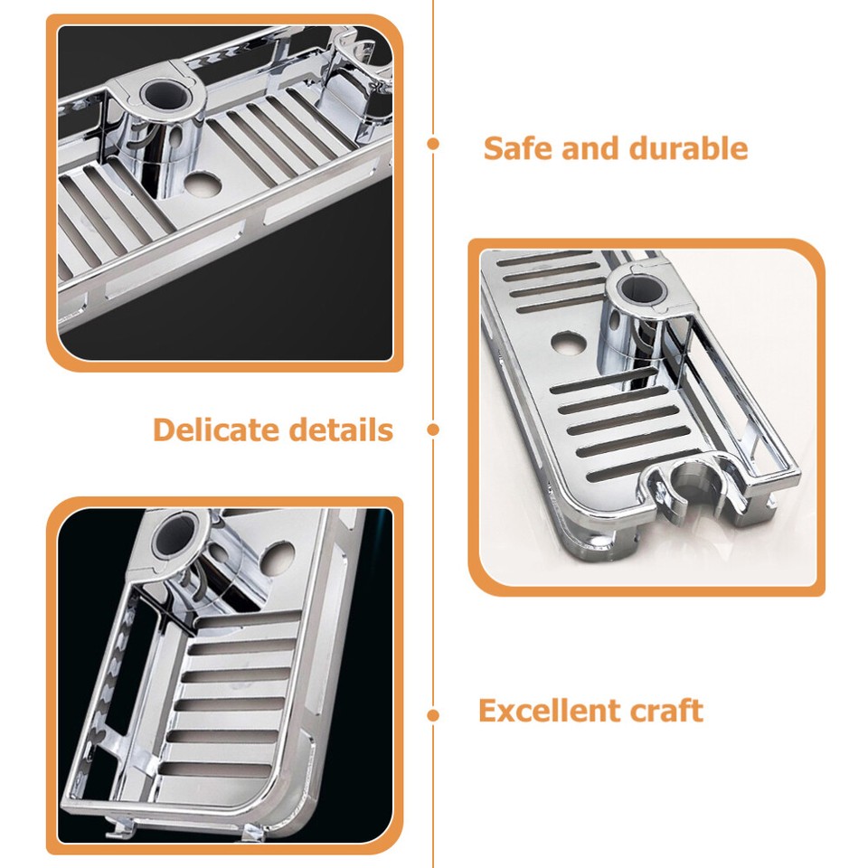 Wall Mount Shelves Shelf for Corner Bathroom Soap Shower Rod Black