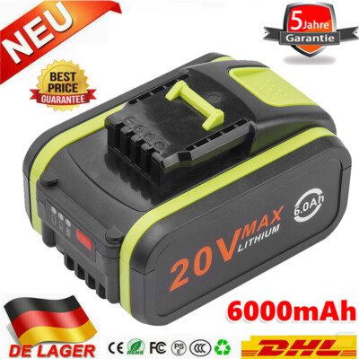 6,0Ah 20V Li-Ionen Akku für Worx WA3550 WA3551 WA3551.1 WA3553 WA3553.1 WA3553.2