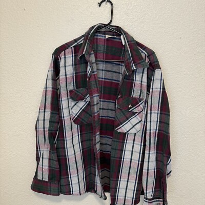 Vintage Five Brothers 80s Flannel Heavy Shirt FIT LARGE USA Long