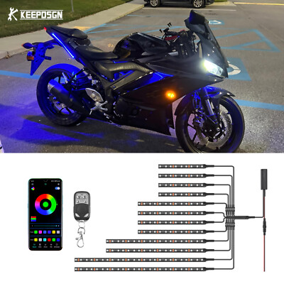 For Yamaha YZF R1 R1S R3 R6 R6S R7 12pcs RGB Underglow LED Light