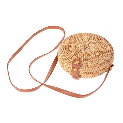 Okllen Borsa Rotonda In Rattan Da Donna, Stile Bohémien, Intrecciata A Mano, Borsa A Tracolla In Paglia Per Vacanze Estive, Marrone