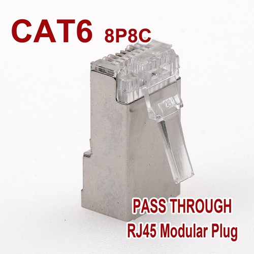 Cat6 RJ45 Pass Through Shielded Ends Connector Modular Plug Ethernet Cable 50x - Picture 4 of 4