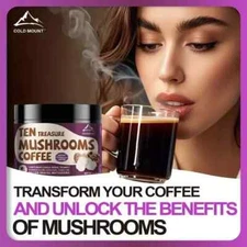 Mushroom Coffee Organic (60 Servings) 10 Mushrooms (Lion’s Mane, Cordyceps)