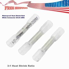 50/500PCS 26-24AWG Heat Shrink Butt Wire Splice Connectors Seal Crimp Terminals