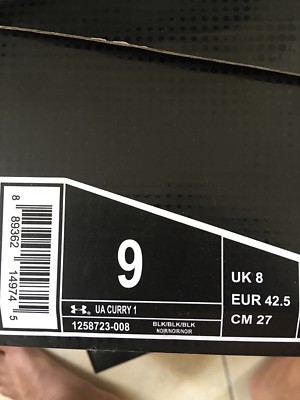Under Armour UA Curry 1 Black/Black 1258723-008 