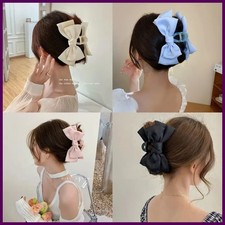 Fashion Women Bow Hairpin Korean Version Of Solid Color Butterfly Satin Hair.