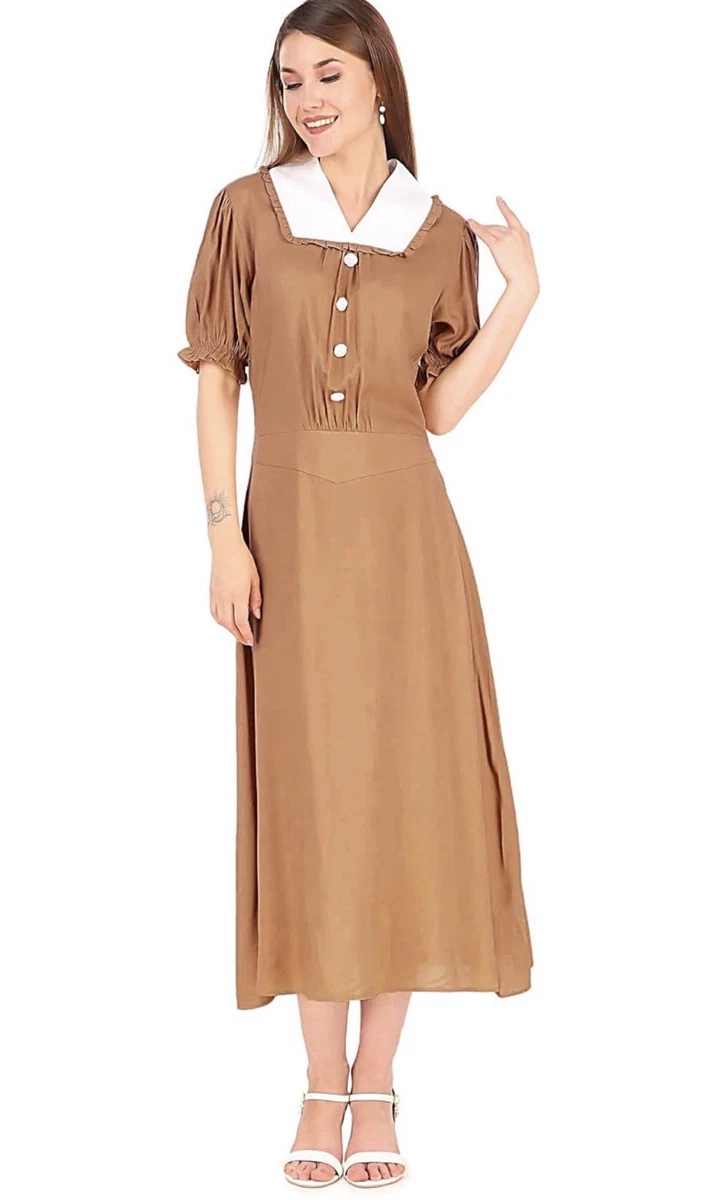 40s evening dress Women Vintage 1940s Dress Retro 40s 50s Button Down Business Work A Line Cocktail  Dresses Formal Dress Black at Amazon Women's Clothing store