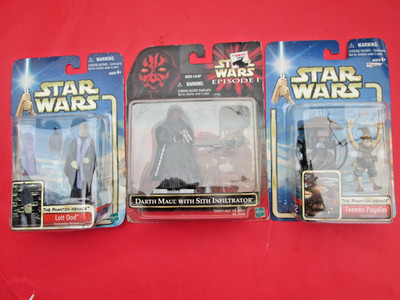 Hasbro Star Wars 4'' Lot Of 3 Figures from Phantom Menace Darth Maul, plus two