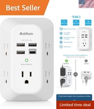 USB Wall Charger Surge Protector 5 Outlet Extender with 4 USB Charging Ports ...