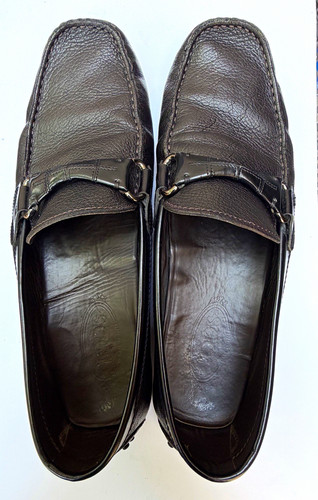 Tod's Men's Brown Leather Slip-On Dress Loafers 11 Square Toe Buckle